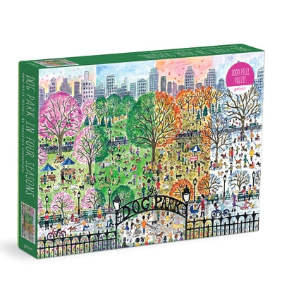 Michael Storrings Dog Park in Four Seasons 1000 Piece Puzzle by Galison