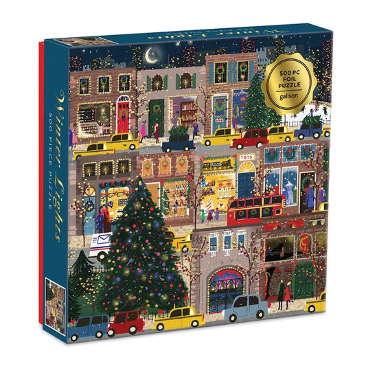 Winter Lights Foil Puzzle 500 Piece Puzzle by Galison