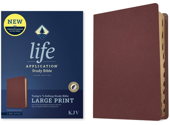 KJV Life Application Study Bible, Third Edition, Large Print (Genuine Leather, Burgundy, Indexed, Red Letter) by Tyndale