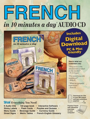 French in 10 Minutes a Day Book + Audio: Language Course for Beginning and Advanced Study. Includes Workbook, Flash Cards, Sticky Labels, Menu Guide, by Kershul, Kristine K.