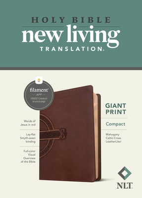 NLT Compact Giant Print Bible, Filament Enabled Edition (Red Letter, Leatherlike, Mahogany Celtic Cross) by Tyndale