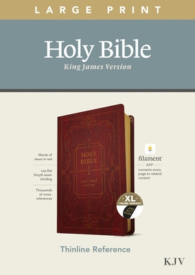 KJV Large Print Thinline Reference Bible, Filament Enabled Edition (Red Letter, Leatherlike, Burgundy, Indexed) by Tyndale