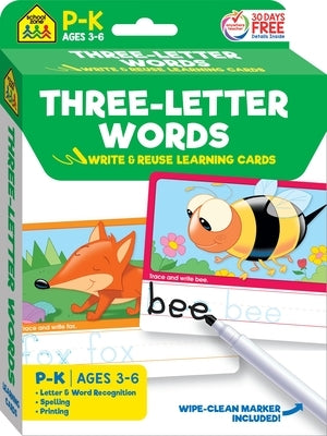 School Zone Three-Letter Words Write & Reuse Learning Cards by Zone, School