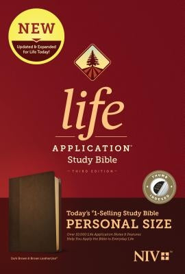 NIV Life Application Study Bible, Third Edition, Personal Size (Leatherlike, Dark Brown/Brown, Indexed) by Tyndale