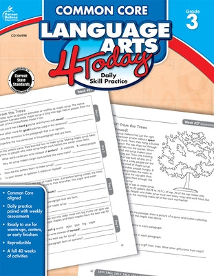 Common Core Language Arts 4 Today, Grade 3: Daily Skill Practice by Carson Dellosa Education