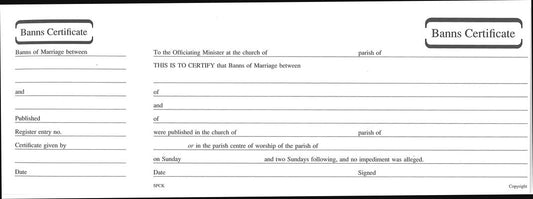 Banns of Marriage Certificate Book Mb6 by 