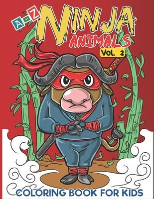 A-Z Ninja Animals Coloring Book for Kids: Alphabet coloring pages w/ One sided Fun & Relaxing Different Cute Animals to Color as Gift for Kids, Toddle by Paint, Yellow