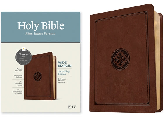 KJV Wide Margin Bible, Filament Enabled Edition (Red Letter, Leatherlike, Dark Brown Medallion) by Tyndale