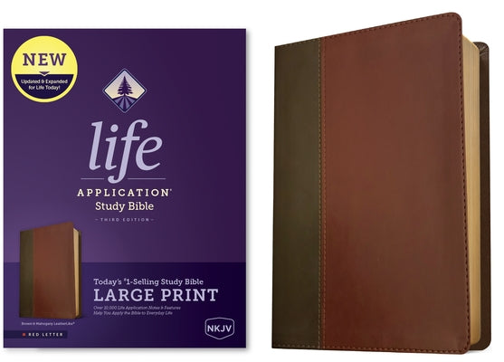 NKJV Life Application Study Bible, Third Edition, Large Print (Red Letter, Leatherlike, Brown/Mahogany) by Tyndale