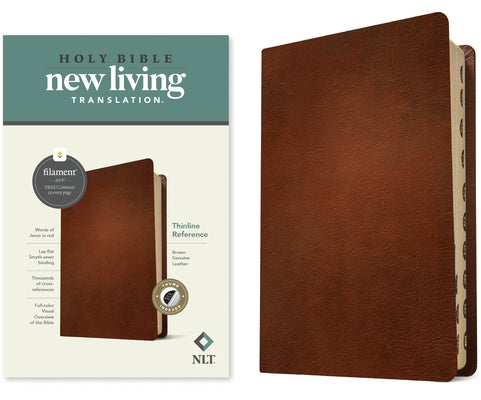 NLT Thinline Reference Bible, Filament Enabled Edition (Red Letter, Genuine Leather, Brown, Indexed) by Tyndale