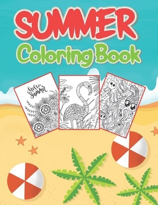 Summer coloring book: Large Print Summer Coloring Book for Adults with Beach Scenes, Ocean Life, Flowers, and More! by Vibes Co, Summer