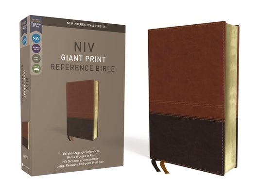 NIV, Reference Bible, Giant Print, Imitation Leather, Brown, Red Letter Edition, Comfort Print by Zondervan