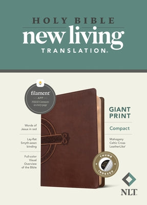 NLT Compact Giant Print Bible, Filament Enabled Edition (Red Letter, Leatherlike, Mahogany Celtic Cross, Indexed) by Tyndale