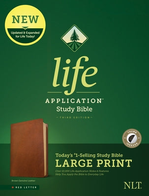 NLT Life Application Study Bible, Third Edition, Large Print (Red Letter, Genuine Leather, Brown, Indexed) by Tyndale