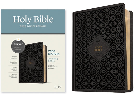 KJV Wide Margin Bible, Filament Enabled Edition (Red Letter, Hardcover Leatherlike, Ornate Tile Black) by Tyndale