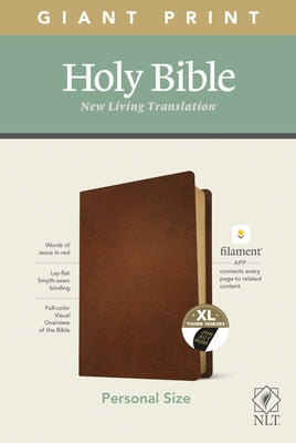 NLT Personal Size Giant Print Bible, Filament Enabled Edition (Red Letter, Genuine Leather, Brown, Indexed) by Tyndale