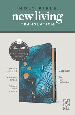 NLT Compact Bible, Filament Enabled Edition (Red Letter, Leatherlike, Teal Palm) by Tyndale