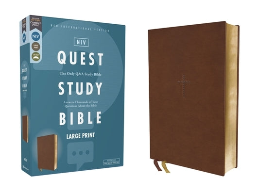 Niv, Quest Study Bible, Large Print, Leathersoft, Brown, Comfort Print: The Only Q and A Study Bible by Christianity Today Intl