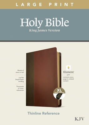 KJV Large Print Thinline Reference Bible, Filament Enabled Edition (Red Letter, Leatherlike, Brown/Mahogany, Indexed) by Tyndale