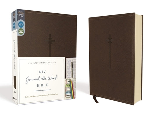 NIV, Journal the Word Bible, Imitation Leather, Brown, Red Letter Edition, Comfort Print: Reflect, Take Notes, or Create Art Next to Your Favorite Ver by Zondervan