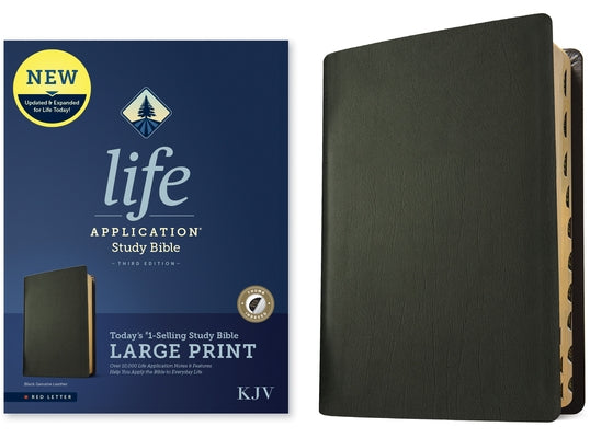 KJV Life Application Study Bible, Third Edition, Large Print (Genuine Leather, Black, Indexed, Red Letter) by Tyndale