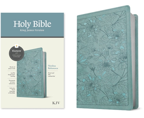 KJV Thinline Reference Bible, Filament Enabled Edition (Red Letter, Leatherlike, Floral Leaf Teal) by Tyndale