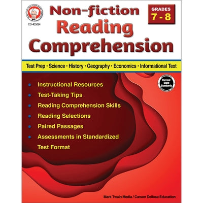 Nonfiction Reading Comprehension Workbook, Grades 7 - 8 by Cameron, Schyrlet