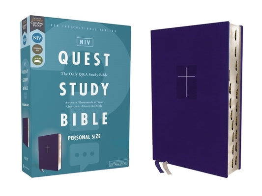 Niv, Quest Study Bible, Personal Size, Leathersoft, Blue, Thumb Indexed, Comfort Print: The Only Q and A Study Bible by Christianity Today Intl