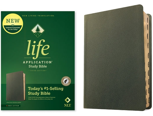 NLT Life Application Study Bible, Third Edition (Red Letter, Genuine Leather, Olive Green, Indexed) by Tyndale