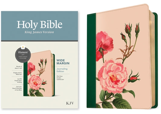 KJV Wide Margin Bible, Filament Enabled Edition (Red Letter, Leatherlike, Pink Rose Garden) by Tyndale