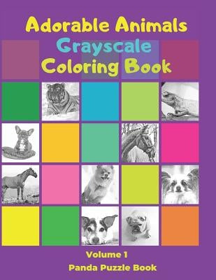 Adorable Animals Grayscale Coloring Book: Grayscale Coloring Book For Adults by Book, Panda Puzzle