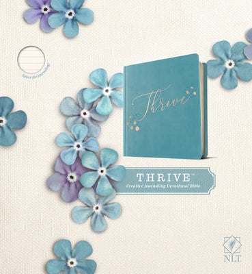 NLT Thrive Creative Journaling Devotional Bible (Hardcover Leatherlike, Teal Blue with Rose Gold) by Tyndale