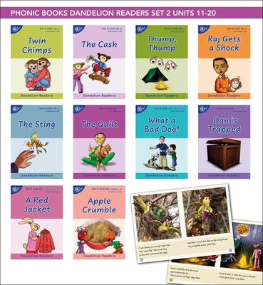 Phonic Books Dandelion Readers Set 2 Units 11-20 Twin Chimps (Two Letter Spellings Sh, Ch, Th, Ng, Qu, Wh, -Ed, -Ing, -Le): Decodable Books for Beginn by Phonic Books