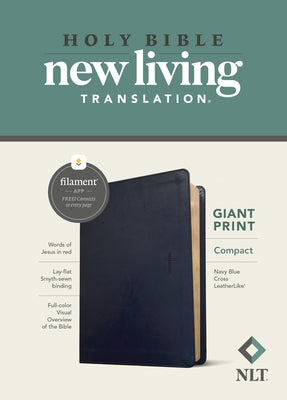 NLT Compact Giant Print Bible, Filament Enabled Edition (Red Letter, Leatherlike, Navy Blue Cross) by Tyndale