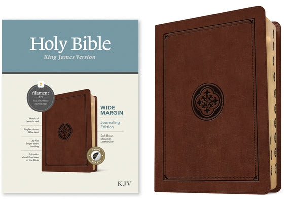 KJV Wide Margin Bible, Filament Enabled Edition (Red Letter, Leatherlike, Dark Brown Medallion, Indexed) by Tyndale