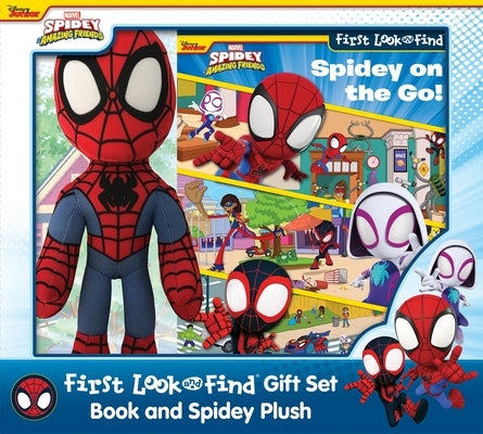 Disney Junior Marvel Spidey and His Amazing Friends: Spidey on the Go! First Look and Find Book Box and Plush Gift Set by Pi Kids