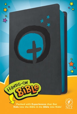 Hands-On Bible NLT (Leatherlike, Dark Gray/Blue Cross) by Tyndale