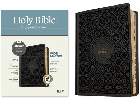 KJV Wide Margin Bible, Filament Enabled Edition (Red Letter, Hardcover Leatherlike, Ornate Tile Black, Indexed) by Tyndale