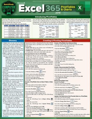 Excel 365 - Pivot Tables & Charts: A Quickstudy Laminated Reference Guide by Frye, Curtis