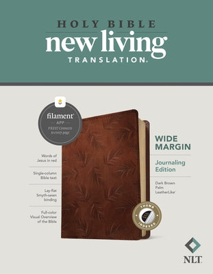 NLT Wide Margin Bible, Filament Enabled Edition (Red Letter, Leatherlike, Dark Brown Palm, Indexed) by Tyndale