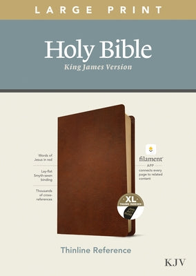 KJV Large Print Thinline Reference Bible, Filament Enabled Edition (Red Letter, Genuine Leather, Brown, Indexed) by Tyndale