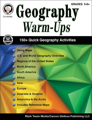 Geography Warm-Ups, Grades 5-8 by Barden, Cindy