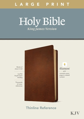 KJV Large Print Thinline Reference Bible, Filament Enabled Edition (Red Letter, Genuine Leather, Brown) by Tyndale